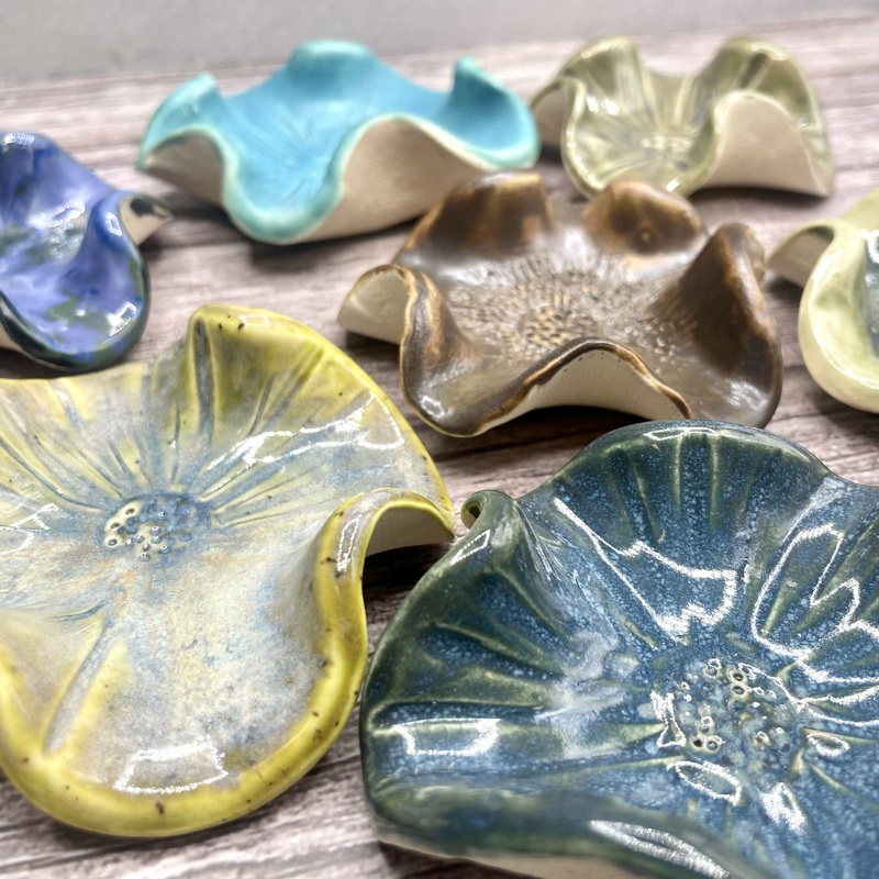 Handmade Ceramic Flower Dishes  Gloss or Matte Finish (Assorted Colours)