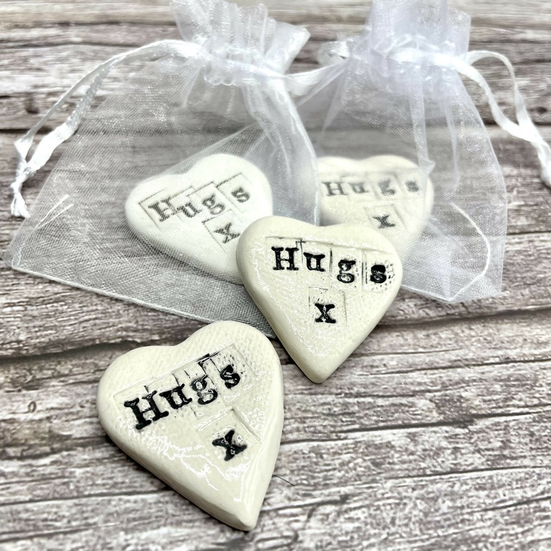 Handmade Ceramic Hugs x Heart Token  Pocket Hug Gift