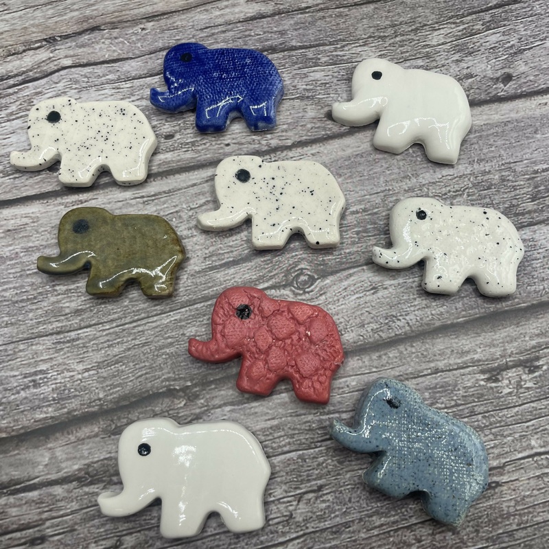 Handmade Ceramic Magnets|Elephant Magnets|Round Magnets|Squared Offcuts|Random Variety|Heart Fridge Magnet|Fridge magnet