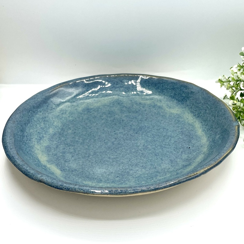 Handmade Ceramic Plate  Speckled Blue Glaze