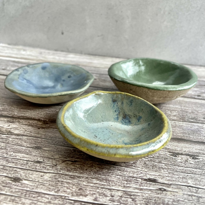 Handmade Ceramic Trinket Dishes  Earthy Glazed Ring Bowls