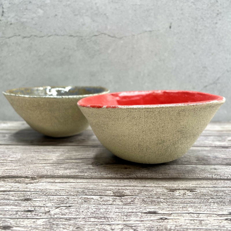 Handmade Contrast Glazed Ceramic Bowls  Natural Stoneware