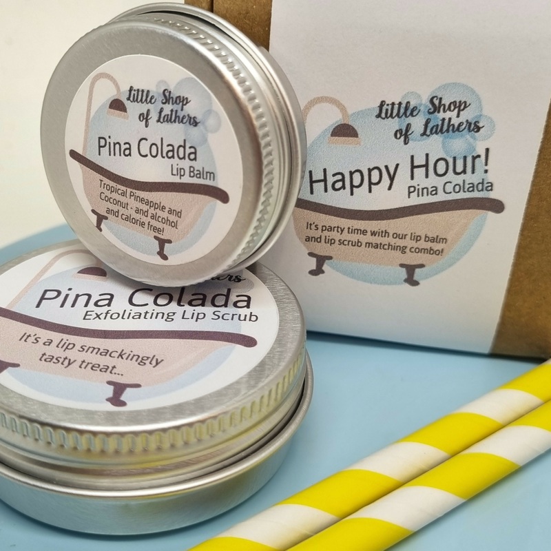 Happy Hour – Pina Colada Lip Balm and Lip Scrub Set – Cocktail Inspired Pampering!