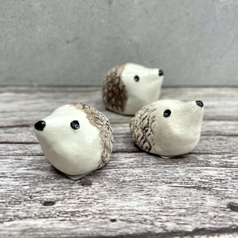 Mini Hedgehog Sculptures – Handmade Ceramic Critters