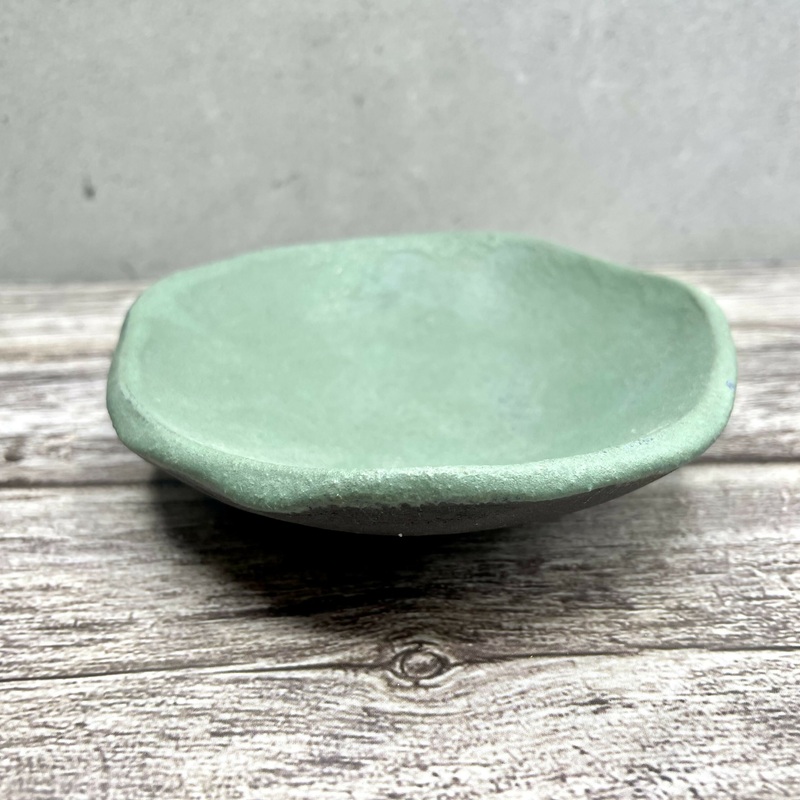 Pale green matte glaze Ceramic Dish  Sculpted Edge