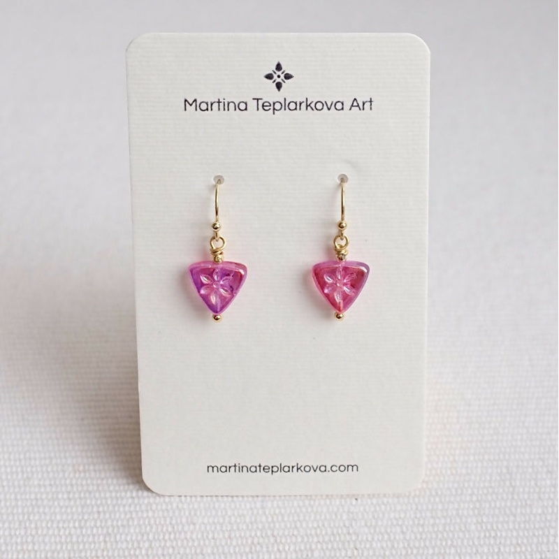 Pink Triangle Earrings