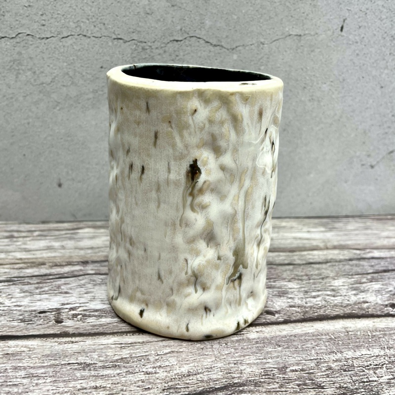 Rustic Bark-Like Textured Ceramic Vase  Natural Handmade Pottery
