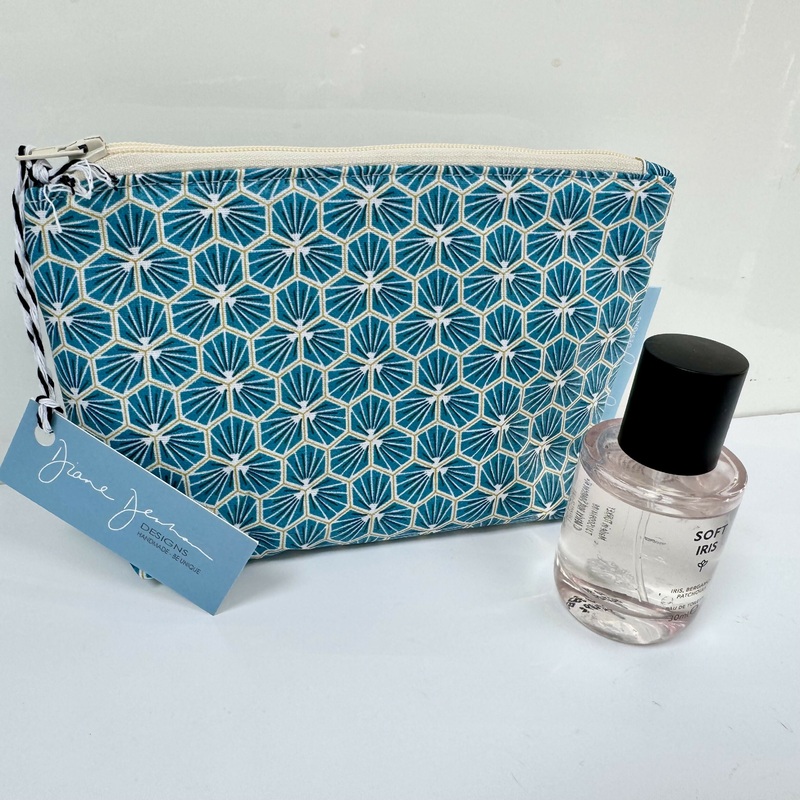 Small Make Up Bag – Teal Geometric