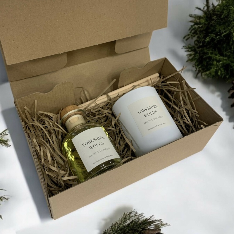 Yorkshire Wolds – Amber and Oakmoss Gift Set Candle 160g and Reed Diffuser 100ml