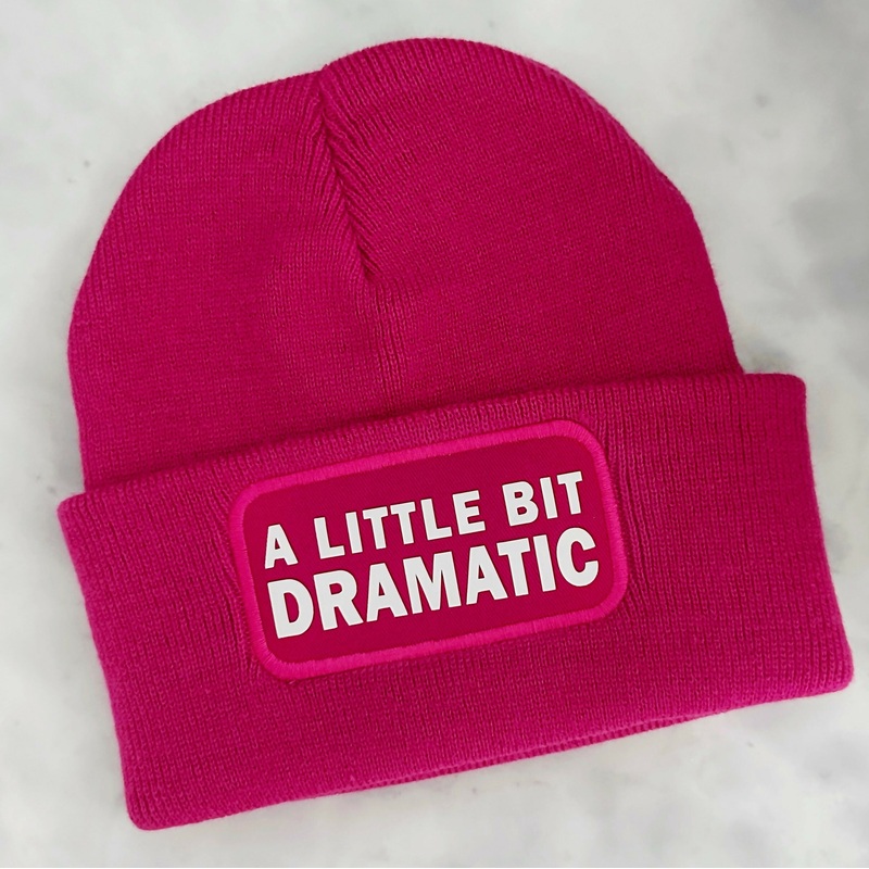 A Little Bit Dramatic Cuffed Rectangular Patch Beanie Hat