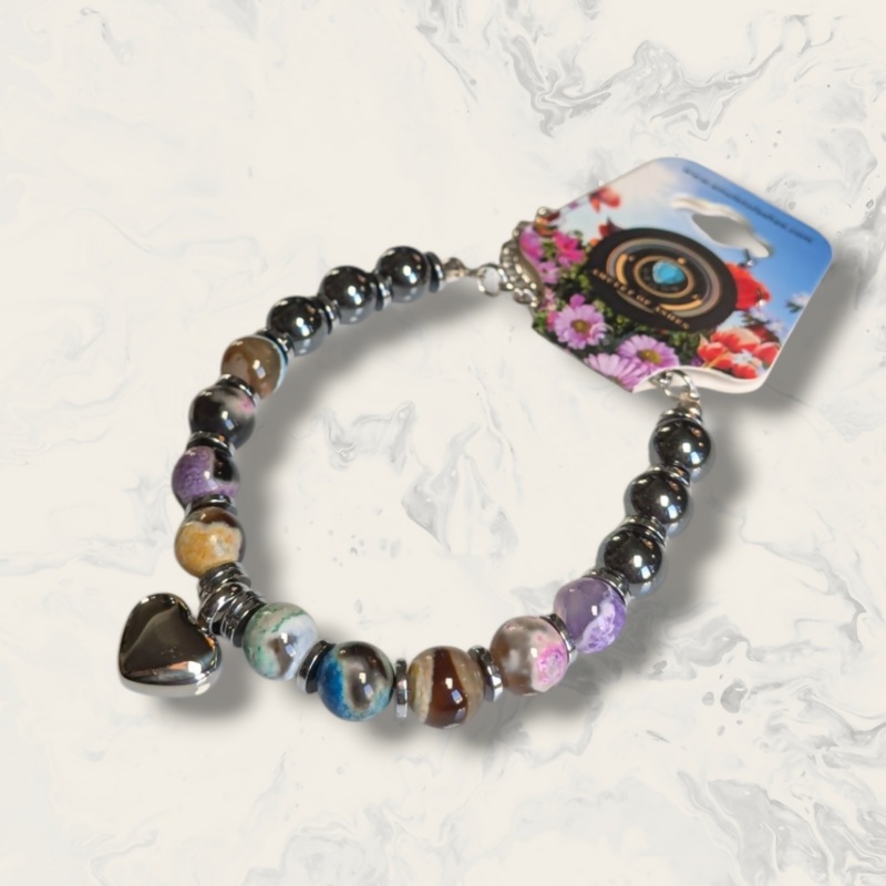 Agate & Hematite Bead Memorial Urn Bracelet