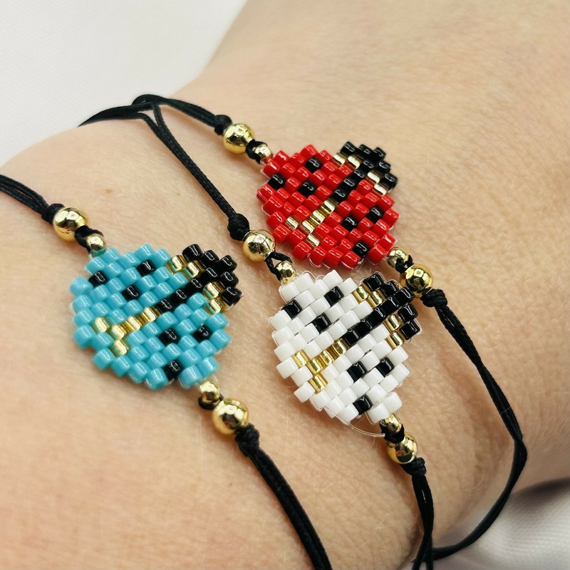 Beaded Ladybird Bracelets  Handmade, Adjustable, Vibrant Colours