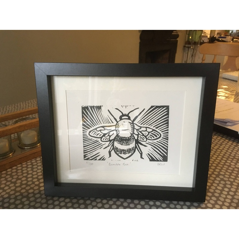 Bumblebee Framed Lino Cut Print