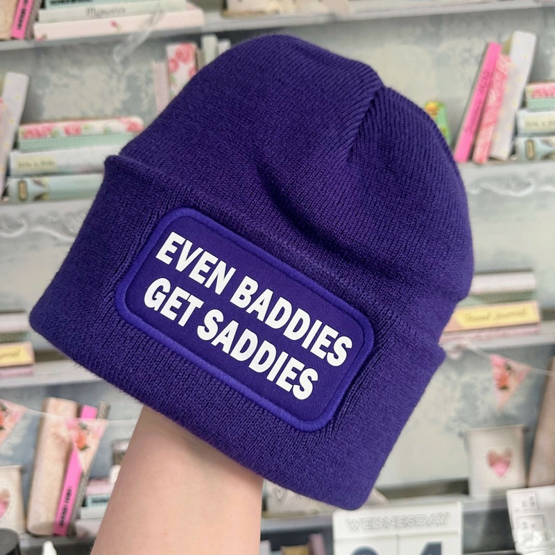 Even Baddies Cuffed Rectangular Patch Beanie Hat