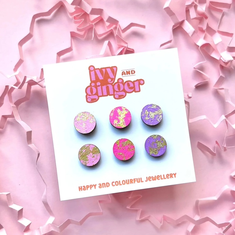 Gold Blush Trio Stud Earring Set