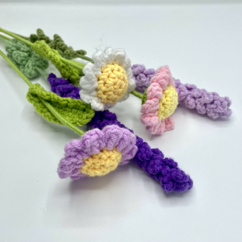 Handmade Crochet Flower Stems  Single Wildflower Blooms