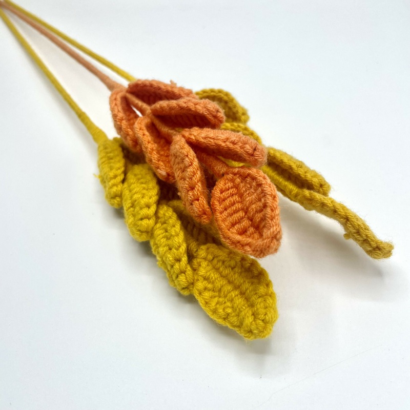 Handmade Crochet Leaf Stem  Autumn Tones