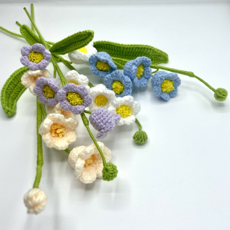 Handmade Crochet Meadow Bloom  Long Stem Flower