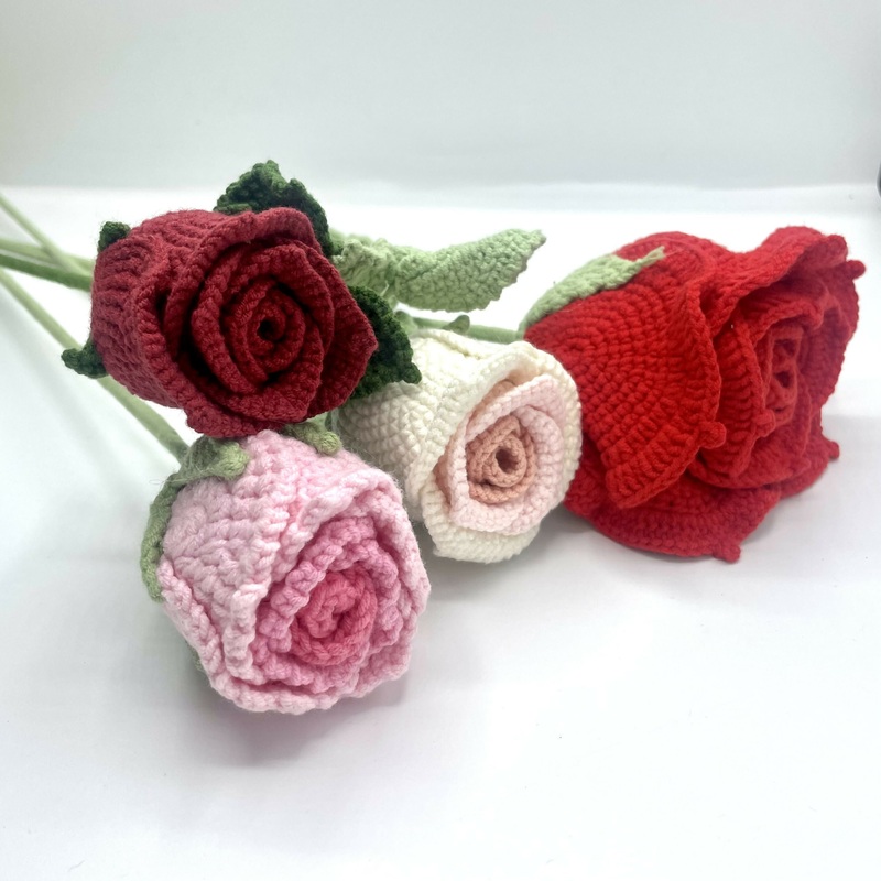 Handmade Crochet Rose Stem  Timeless Bloom