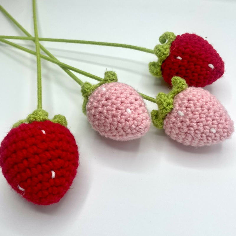 Handmade Crochet Strawberry Stem  Sweet Berry Dcor