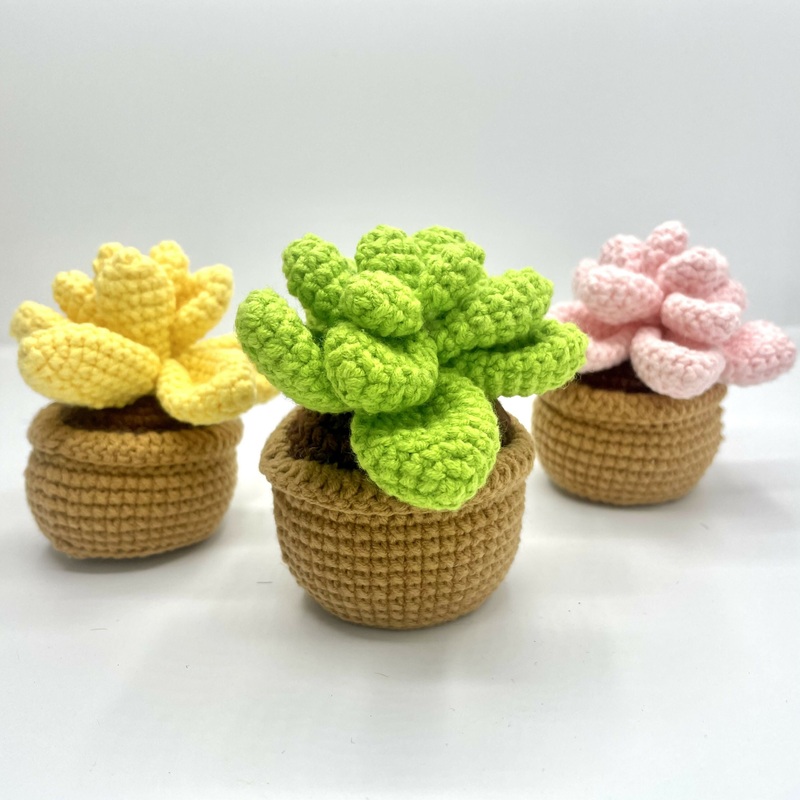 Handmade Crochet Succulent  Mini Potted Plant