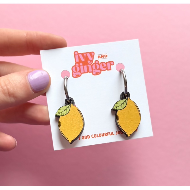 Lemon Statement Hoop Earrings