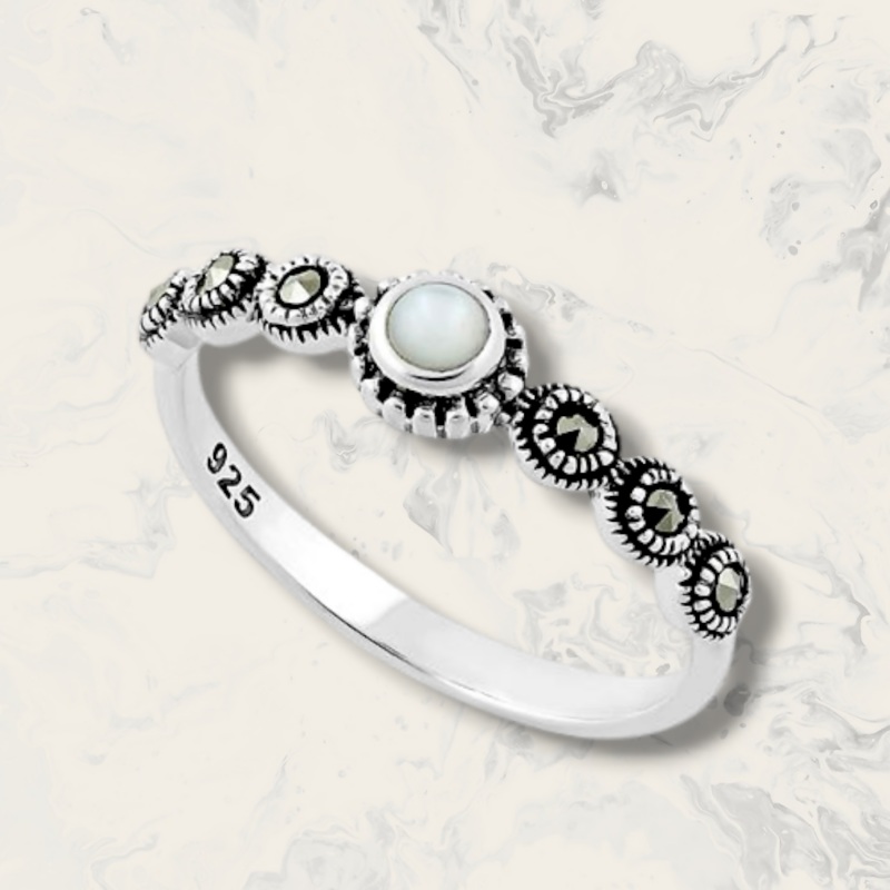 Mother of Pearl Marcasite Ring