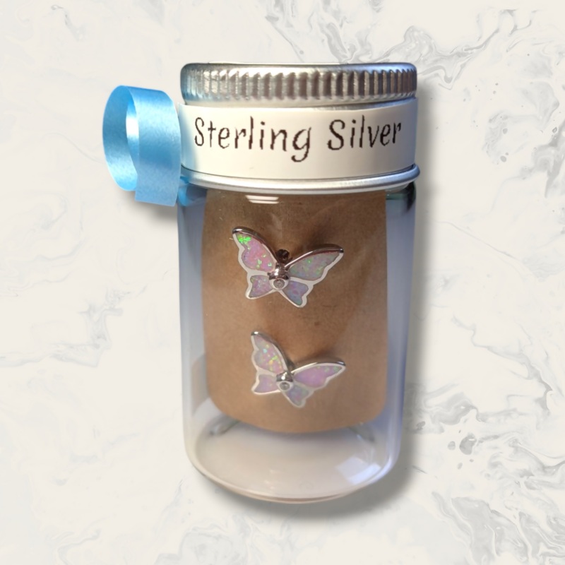 Pink Opal Butterfly Earrings