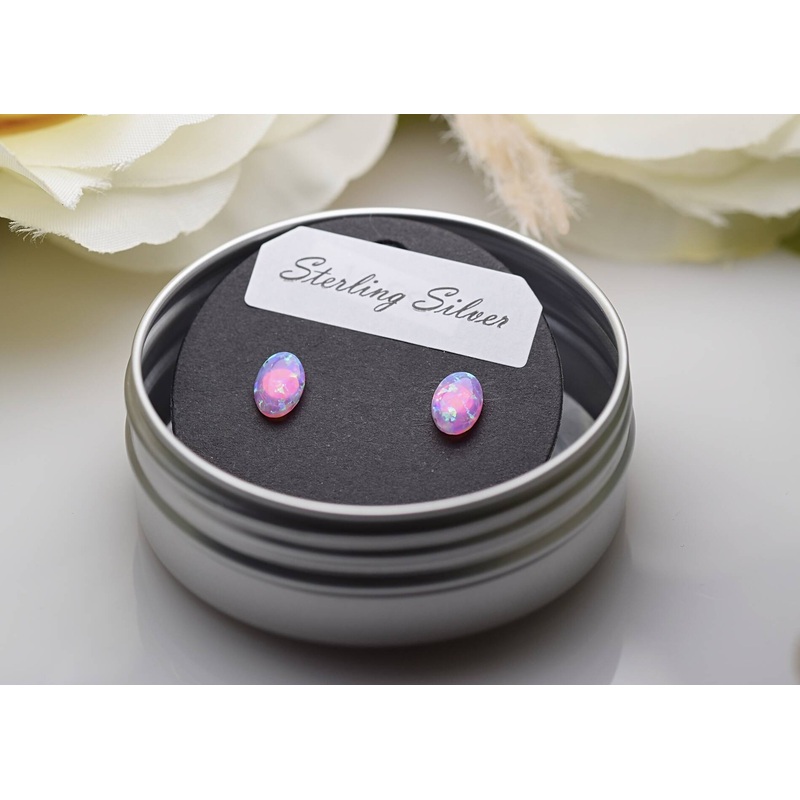 Recycled Opal Earrings – Pink