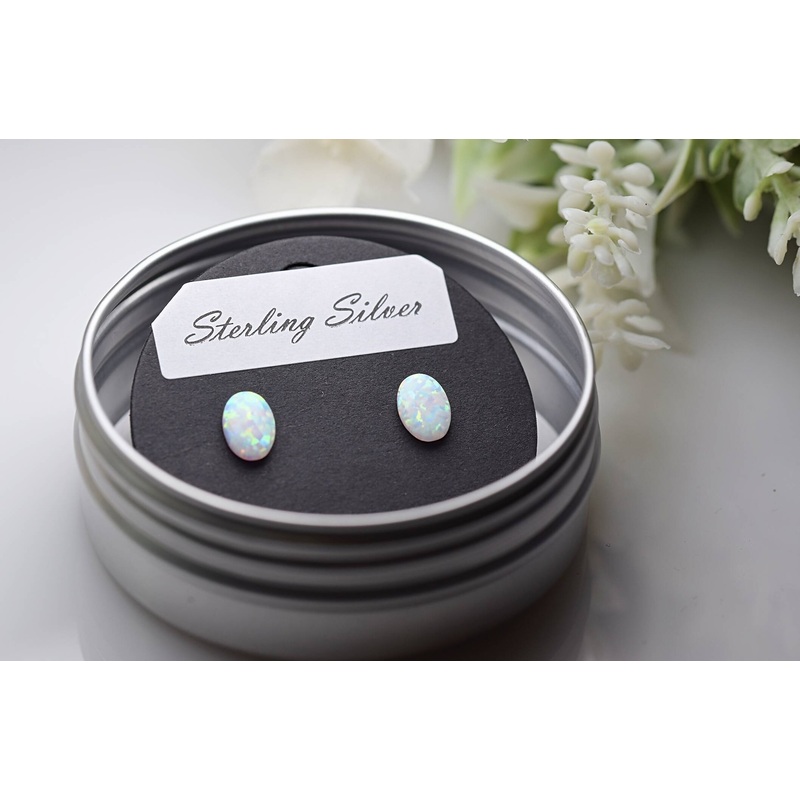 Recycled Opal Earrings – White