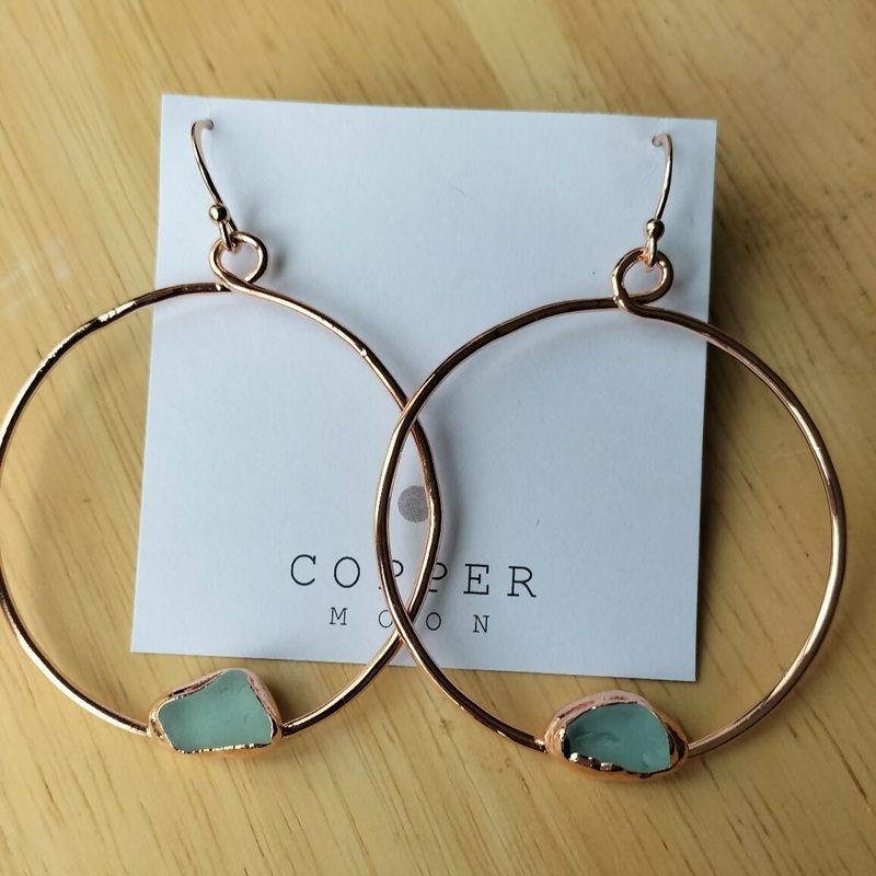 Seaglass Large Copper Hoop Earrings