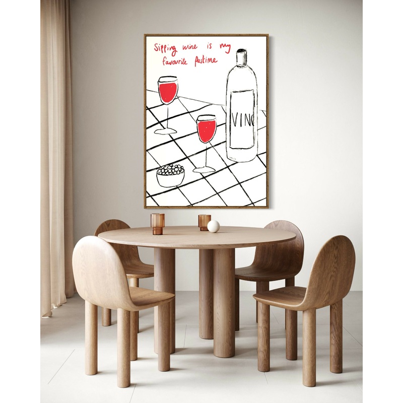 Sipping Wine Print|Pink a5|Black a5|A4 pink|A4 black