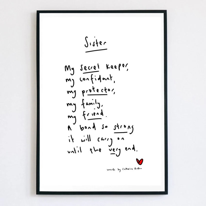 Sister Poem Print  A Handwritten Gift for Sisters by Catherine Prutton