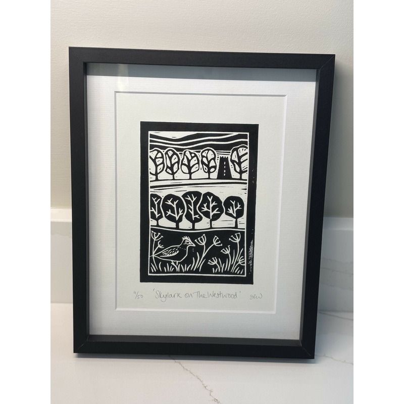 Skylark on The Westwood Framed Lino cut Print
