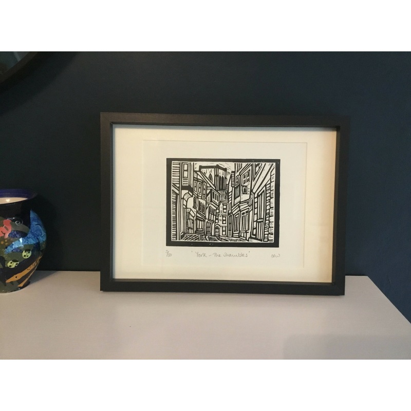 The Shambles, York  Framed Lino Cut Print