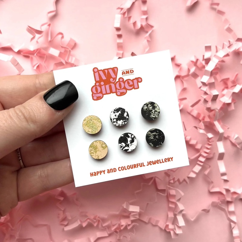 Three Piece Textured Circle Mini Earrings Stud Set