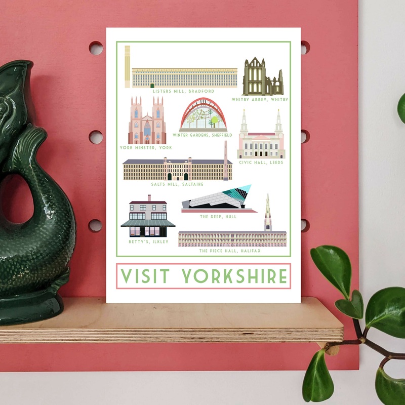 Visit Yorkshire Landmarks Travel Poster