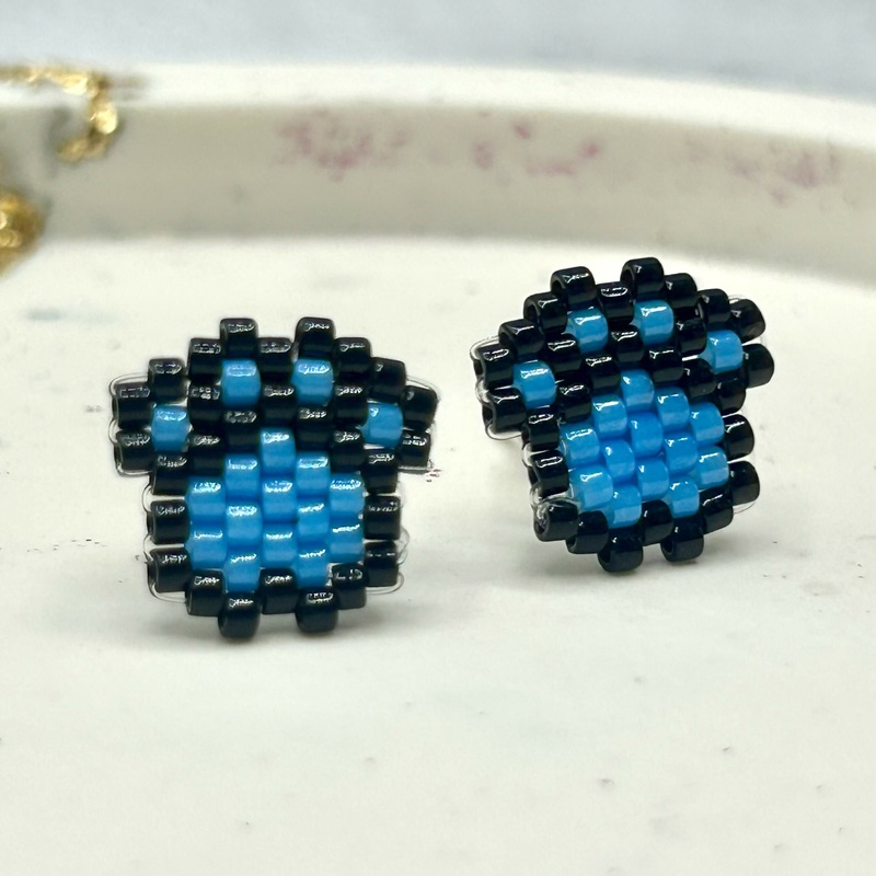 Beaded Paw Print Earrings  Handmade Pet Studs
