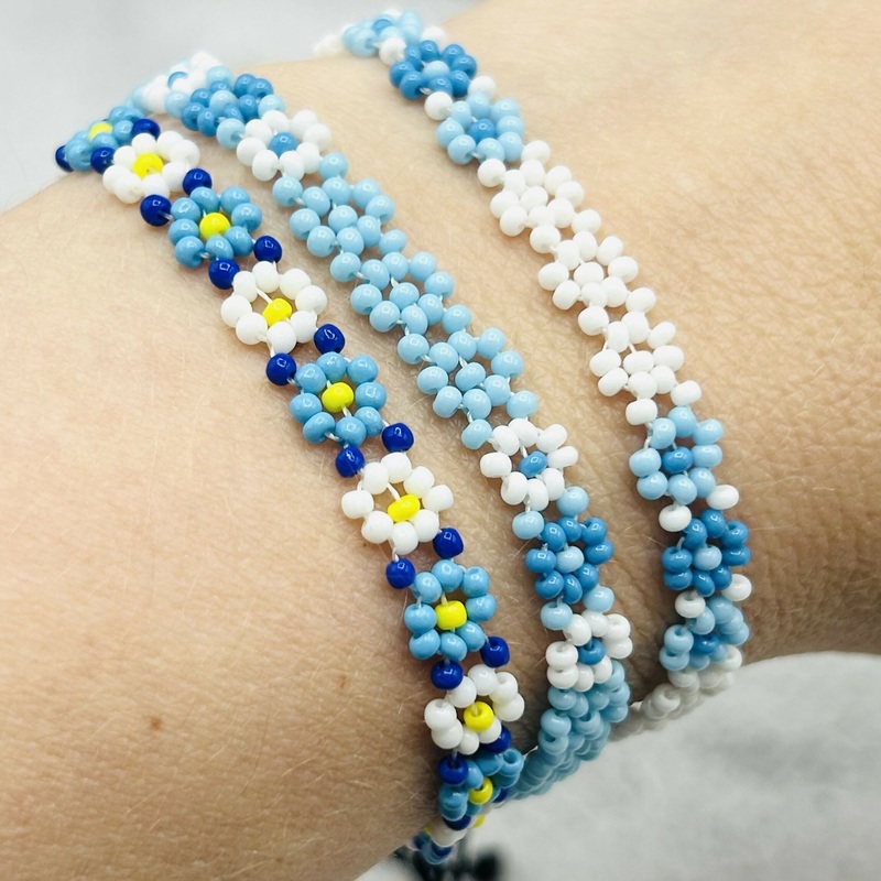 Blue & White Beaded Bracelets  Handmade Cool-Tone Designs