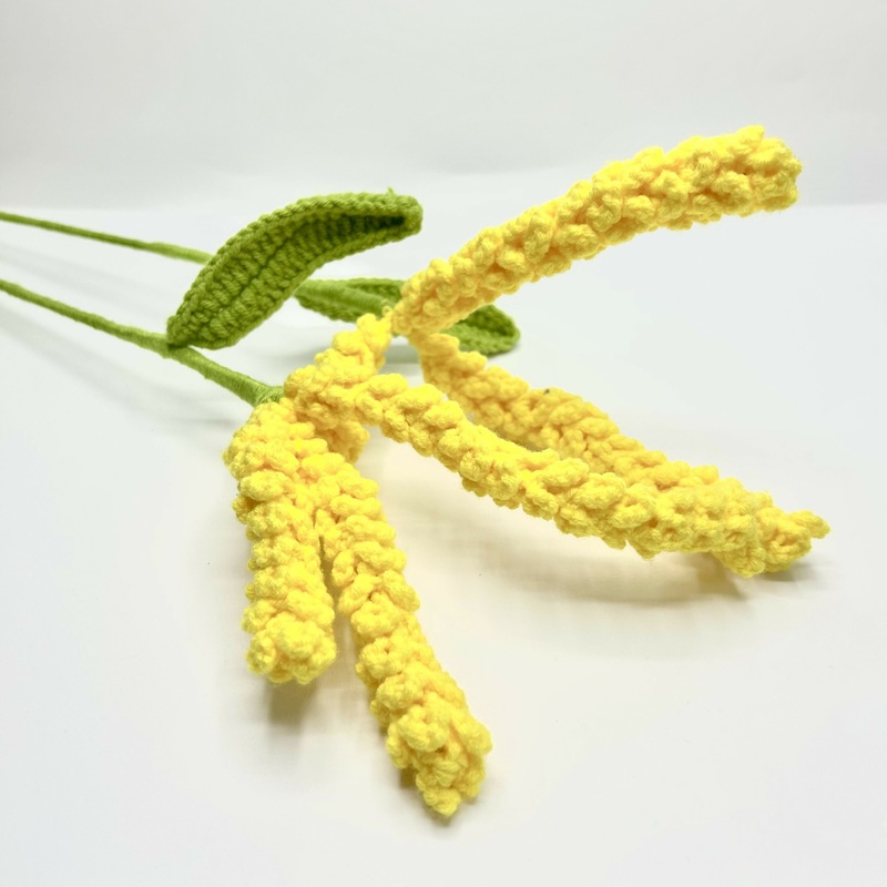 Crochet Mimosa Flower Stems  Handmade Textured Yarn Floral Stems