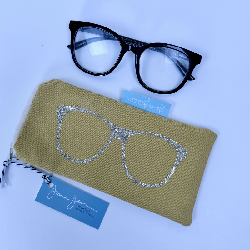 Glasses Case – Soft Yellow with Gold Glitter