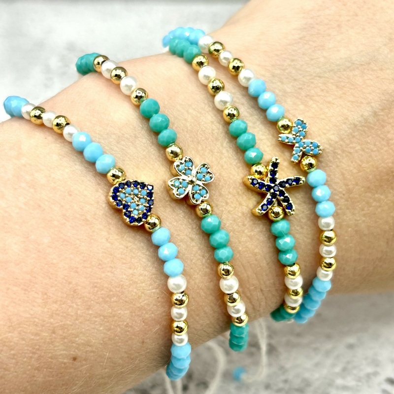 Hand-Strung Glass Bead Adjustable Bracelet – Traditional Mediterranean Charms