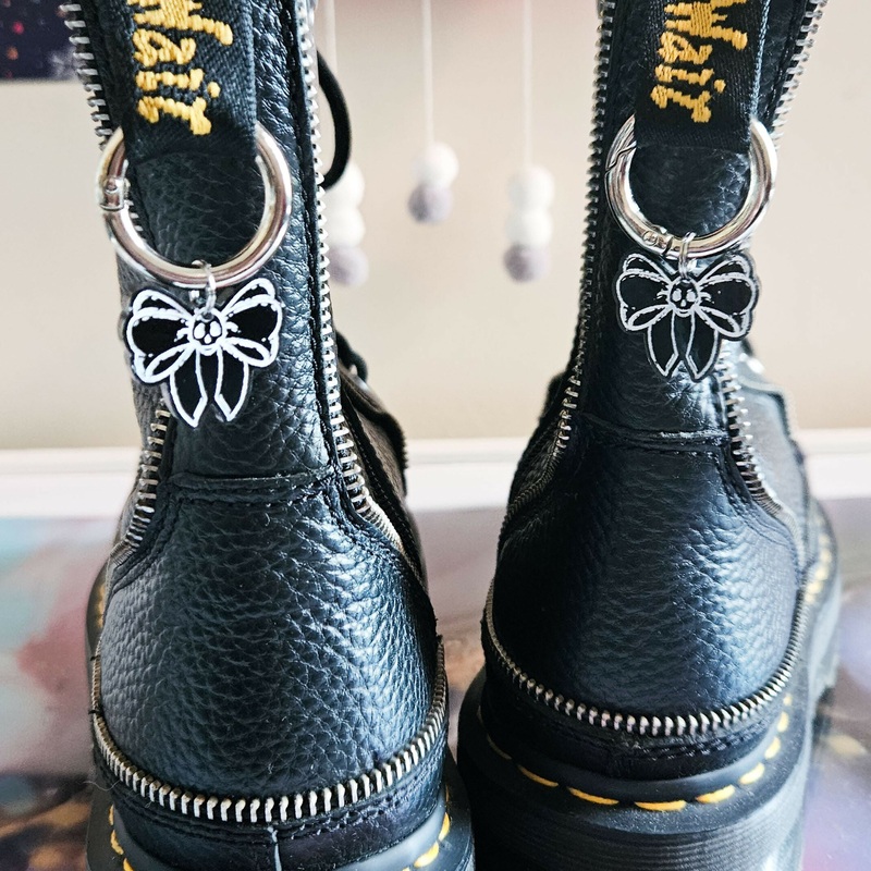 Handmade Black Bow Resin Boot Charms