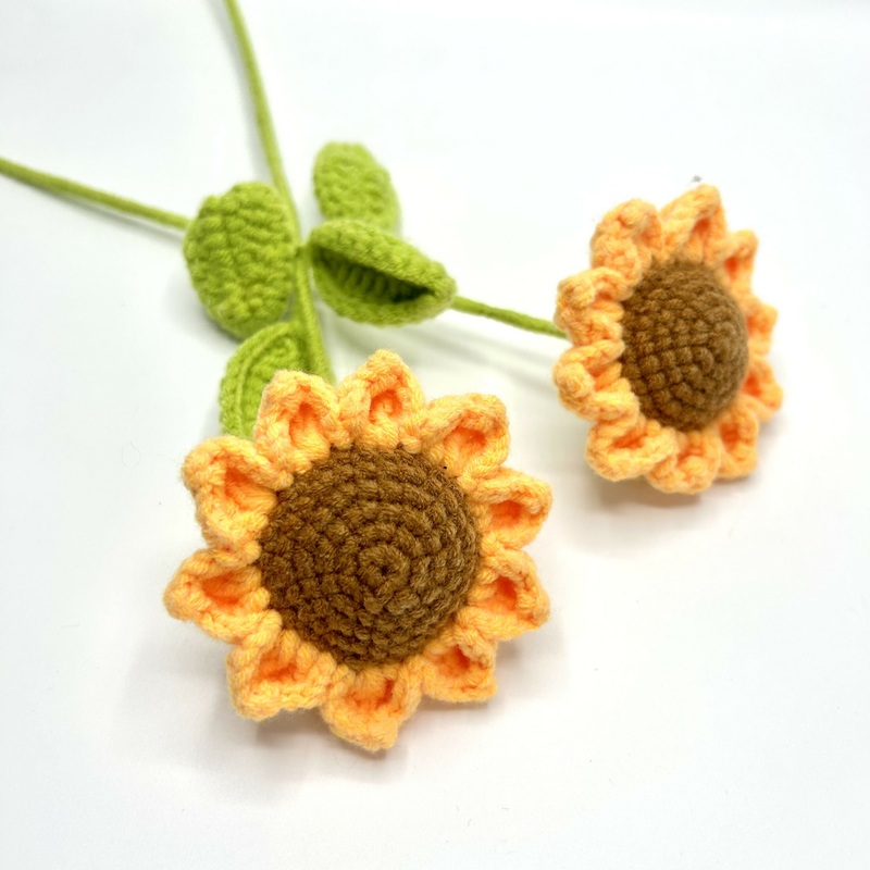Handmade Crochet Sunflower Stem  Vibrant Amigurumi Floral Gift