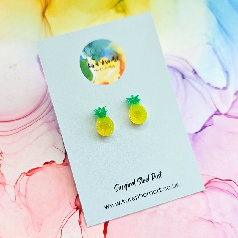 Handmade Pineapple Resin Stud Earrings