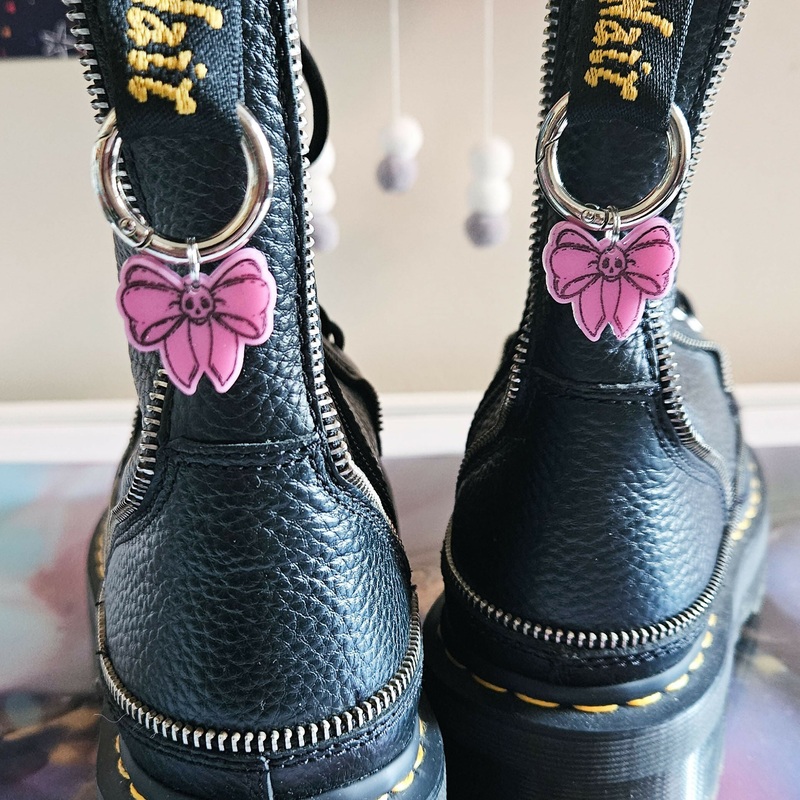 Handmade Pink Bows Resin Boot Charms