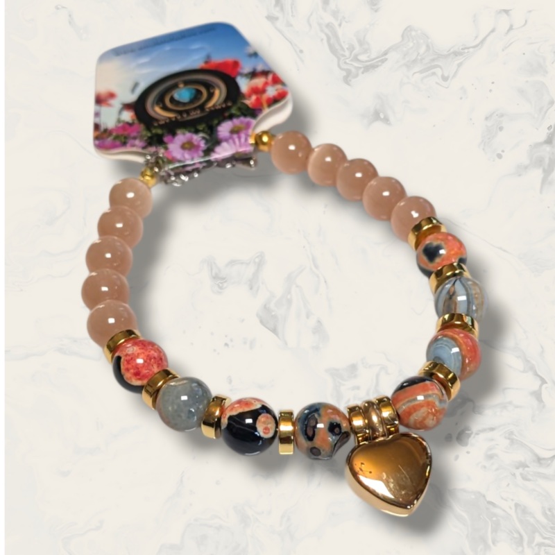 Orange Flame Agate & Orange Cat Eye Memorial Urn Bracelet