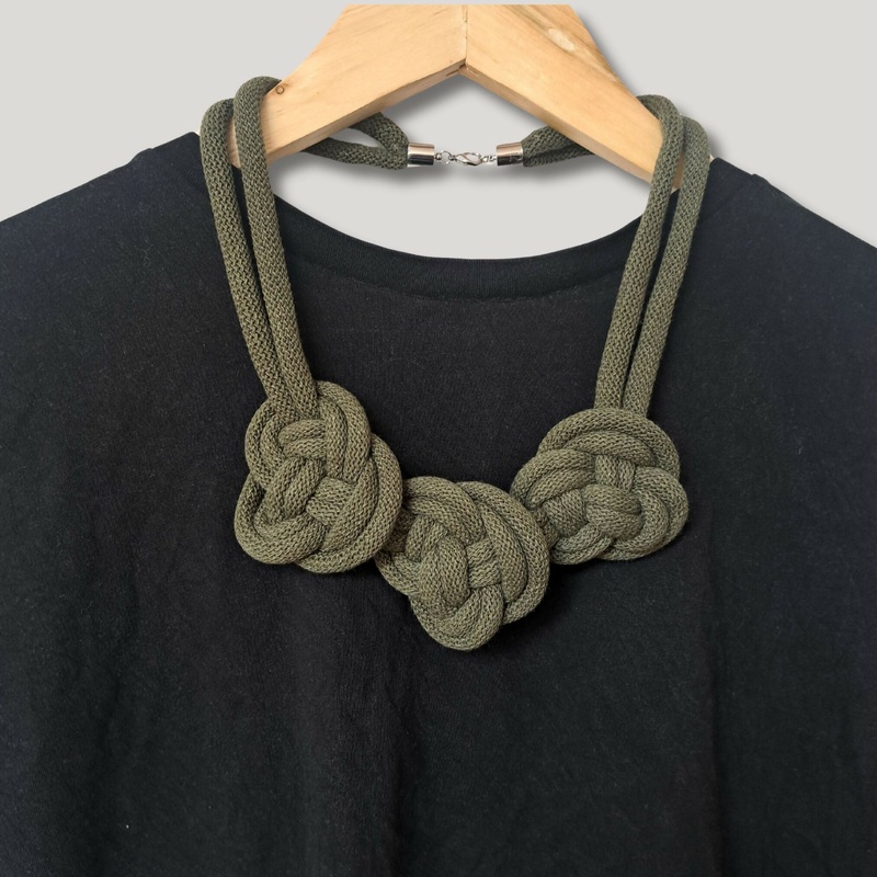 Pretzel Necklace|Blush|Peacock Blue|Laurel|Mustard|Teal|Charcoal|Avocado|Lavender|Pine Green|Terracotta