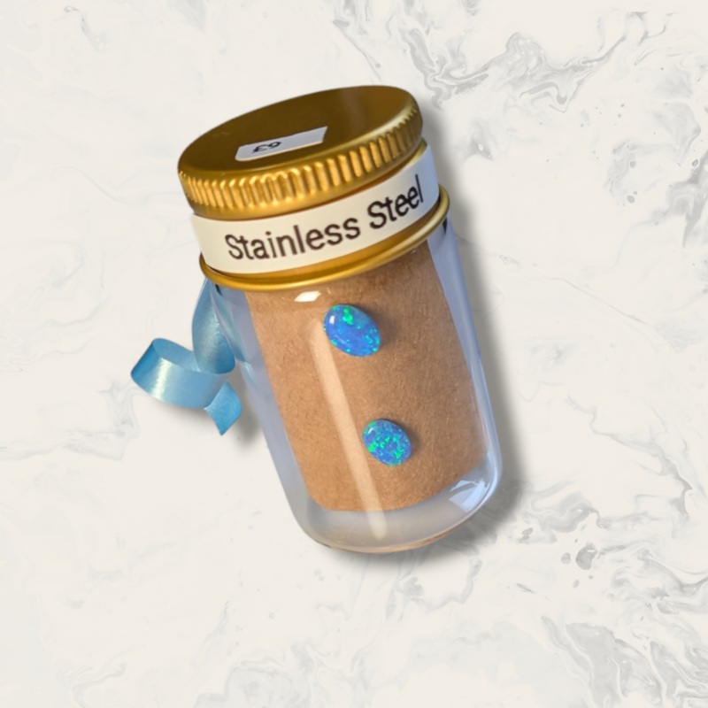 Recycled Opal Earrings – Blue