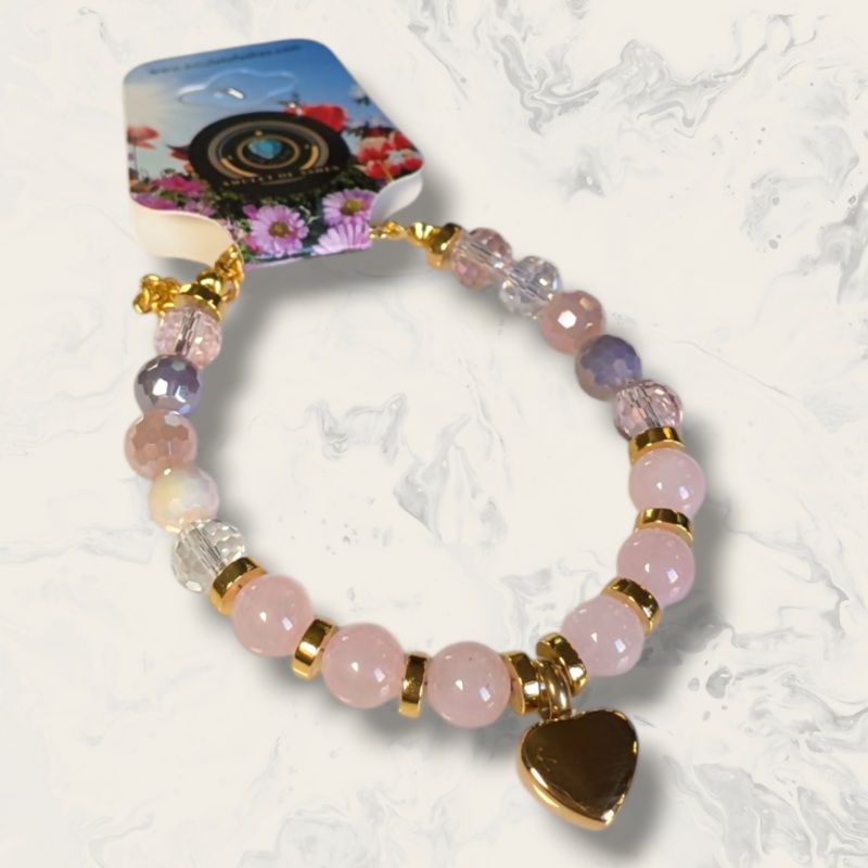 Rose Quartz & High Shine Faceted Bead Memorial Urn Bracelet